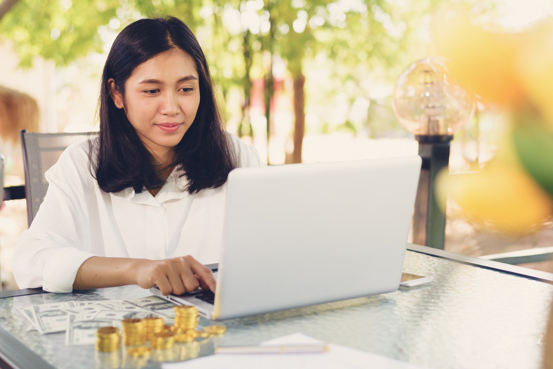 Young woman working from home