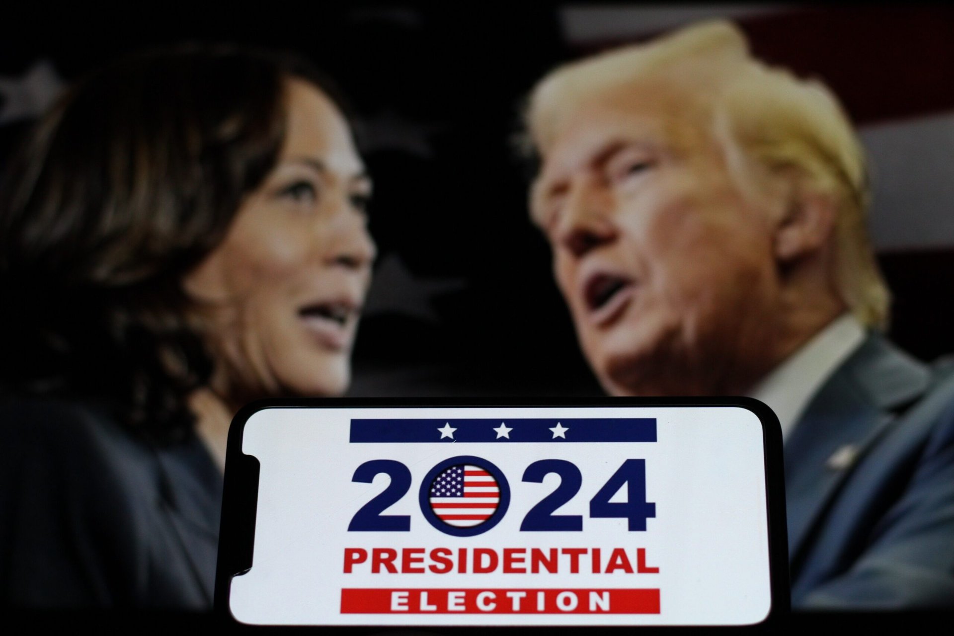 2024 American presidential election with Donald Trump and Kamala Harris