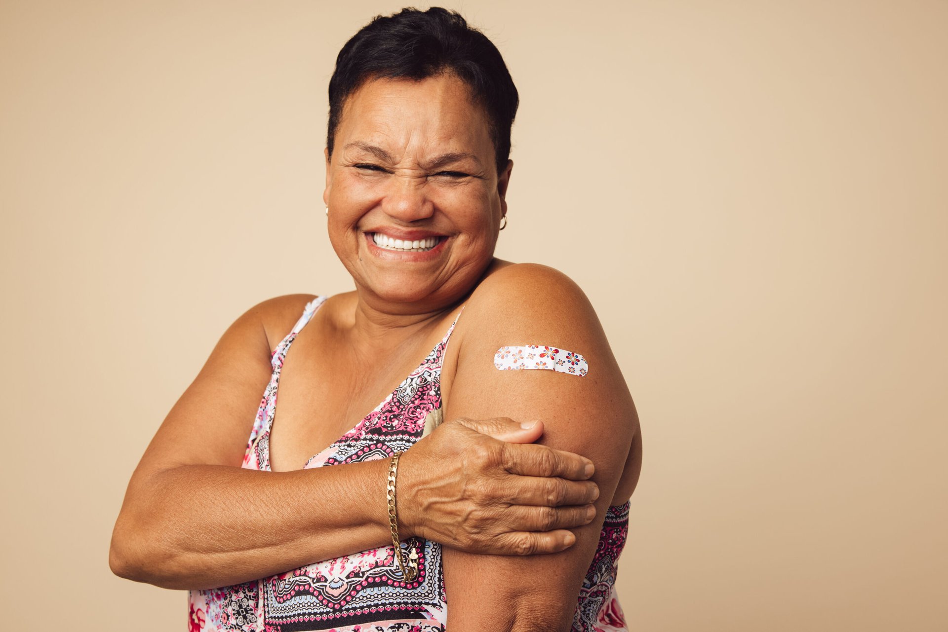 Senior woman who was vaccinated