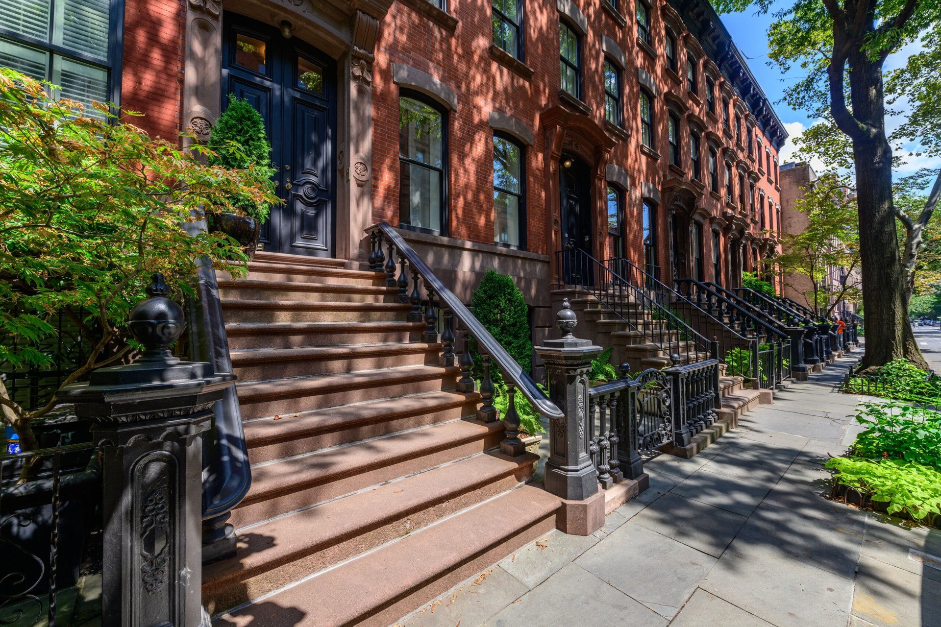 Homes on Perry Street in the West Village neighborhood of Manhattan