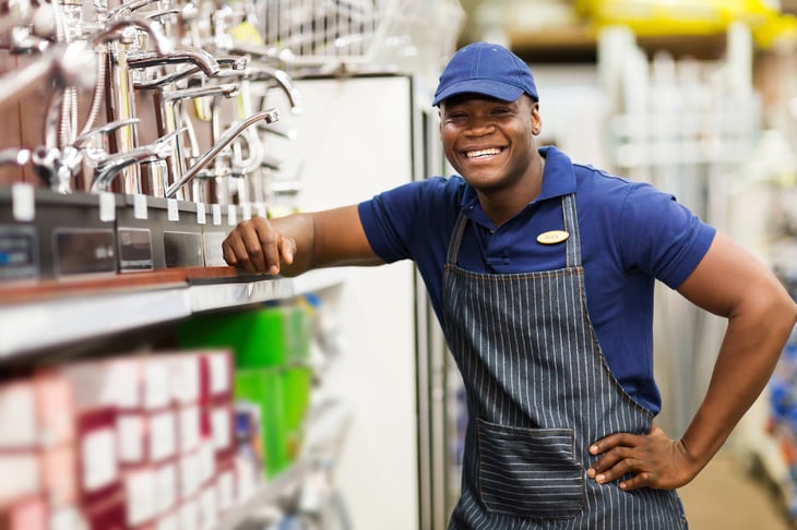 African American worker in a hardware store