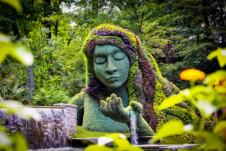 Earth goddess plant sculpture in the Atlanta Botanical gardens