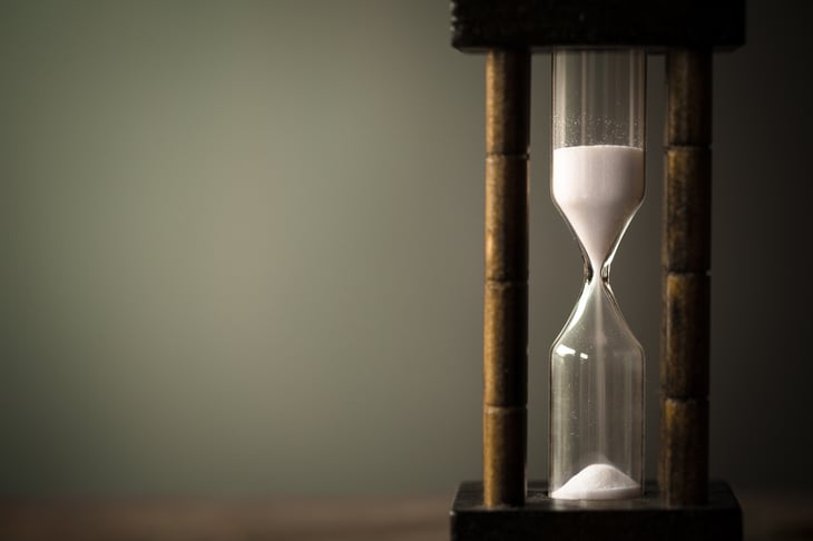 Sand hourglass showing time passing